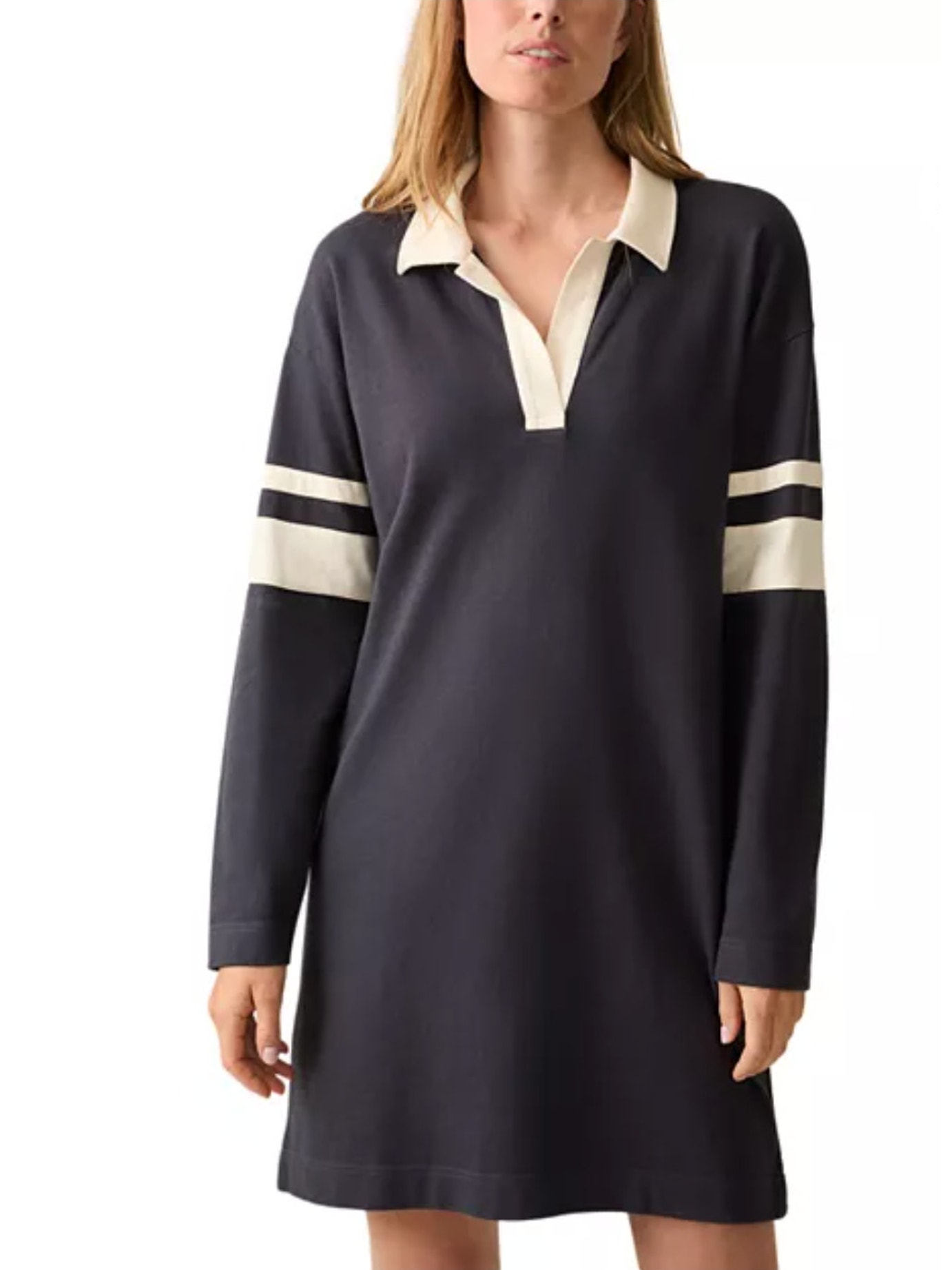 Faherty Sport Jersey Polo Dress Sea Storm Navy Ivory Size Xl Nwt Preppy Casual